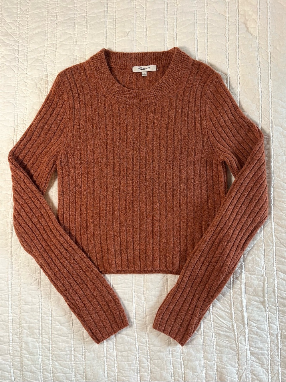 Madewell Women's Ribbed Crewneck Sweater - Rusty Brown